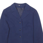 Womens Blue Wool Button Jacket S Tailored Plain Classic Stylish