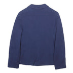 Womens Blue Wool Button Jacket S Tailored Plain Classic Stylish