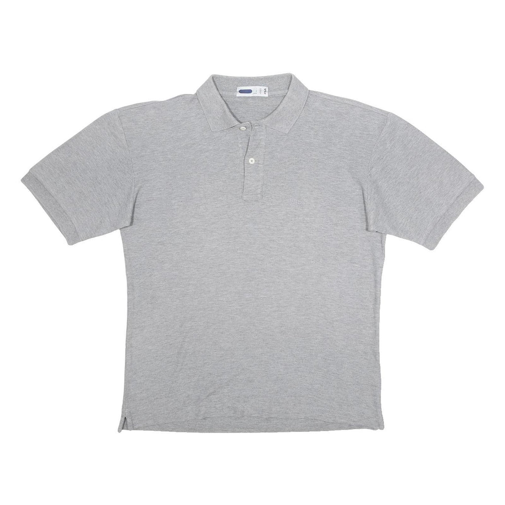 FILA Mens Grey Short Sleeve Plain S Cotton Polo Shirt Classic Comfort Casual