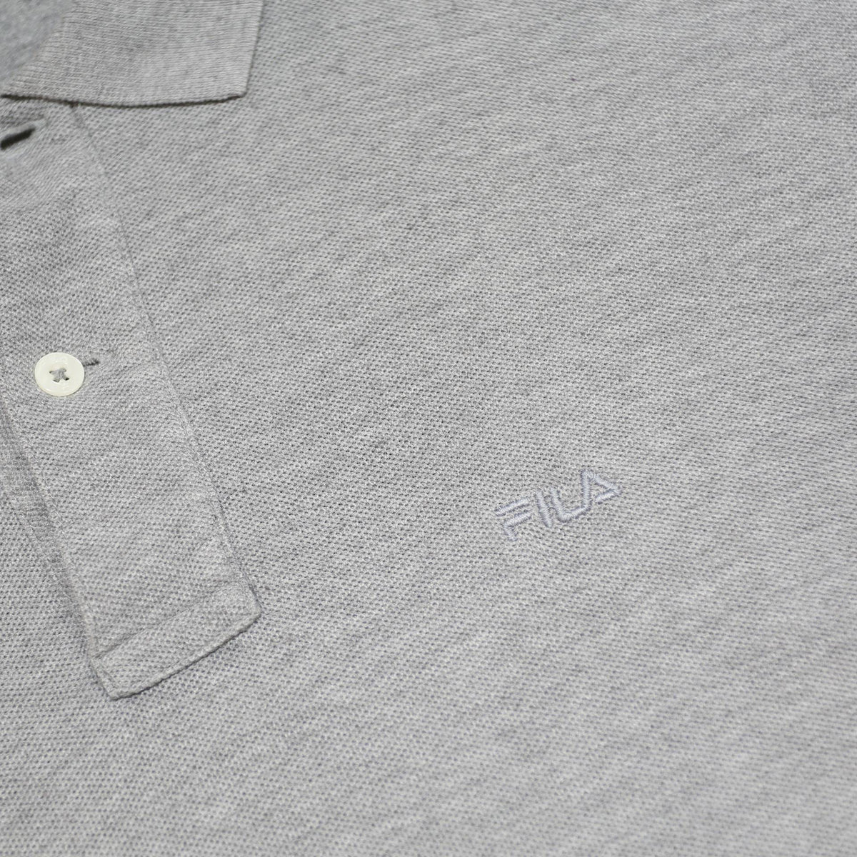 FILA Mens Grey Short Sleeve Plain S Cotton Polo Shirt Classic Comfort Casual