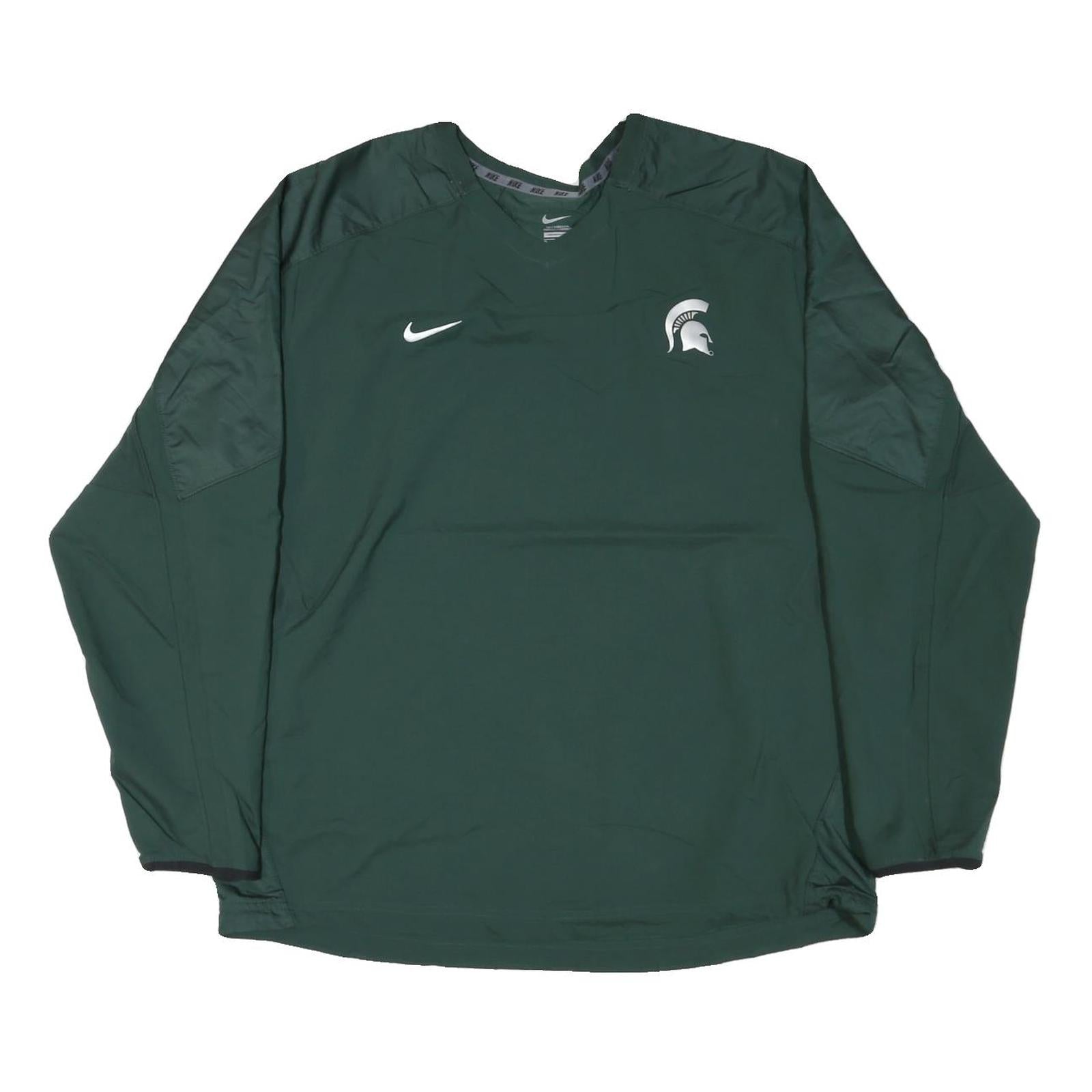 NIKE Mens Green Jacket XL Nylon Plain Sportswear Michigan State Spartans