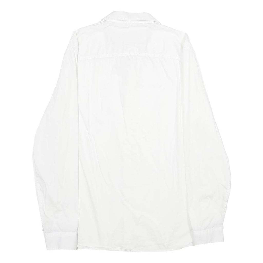 GUESS Mens White Cotton Blend Shirt M Long Sleeve Casual Button Down Collar