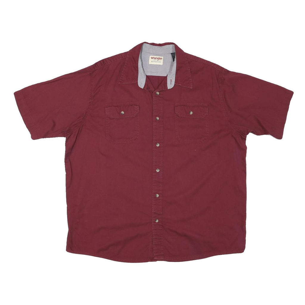 WRANGLER Mens Maroon Shirt XL Cotton Blend Button Front Casual Summer