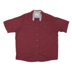 WRANGLER Mens Maroon Shirt XL Cotton Blend Button Front Casual Summer