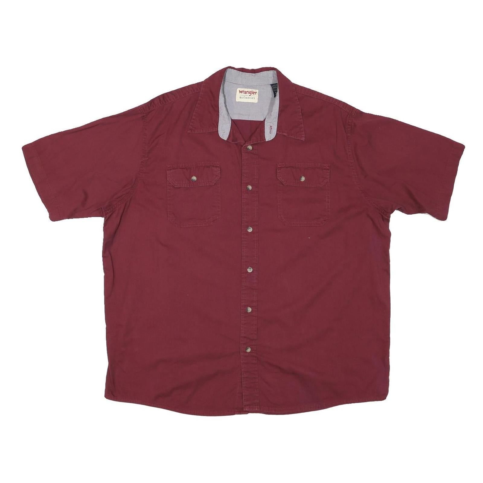 WRANGLER Mens Maroon Shirt XL Cotton Blend Button Front Casual Summer