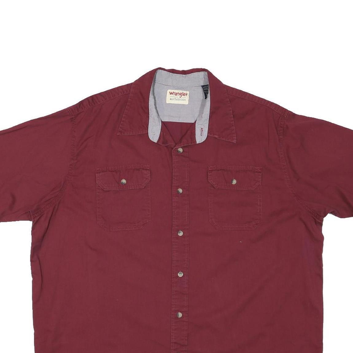 WRANGLER Mens Maroon Shirt XL Cotton Blend Button Front Casual Summer