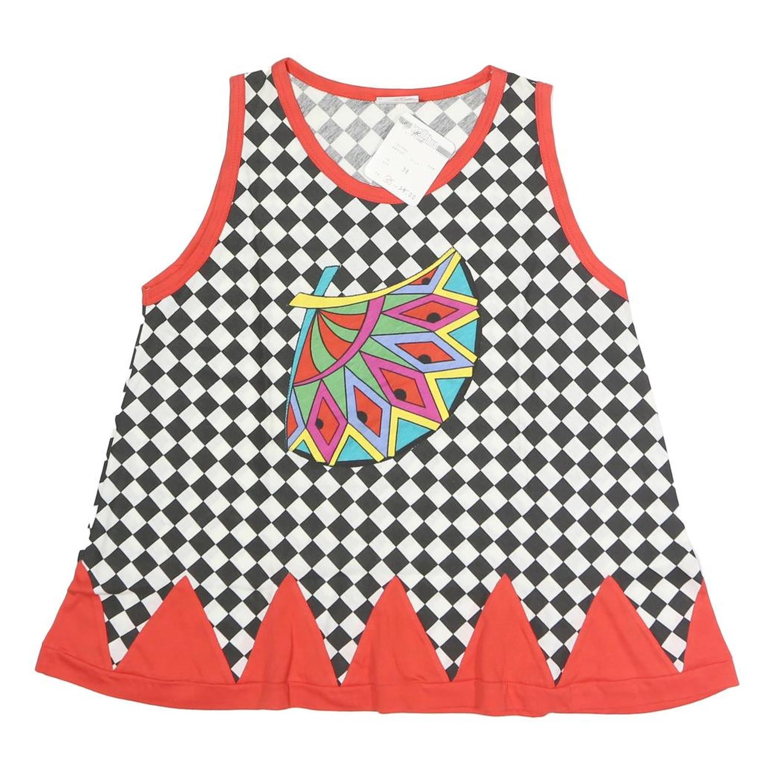 NADINE Womens Black & White Checked Printed Sleeveless Round Neck Top S