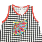 NADINE Womens Black & White Checked Printed Sleeveless Round Neck Top S