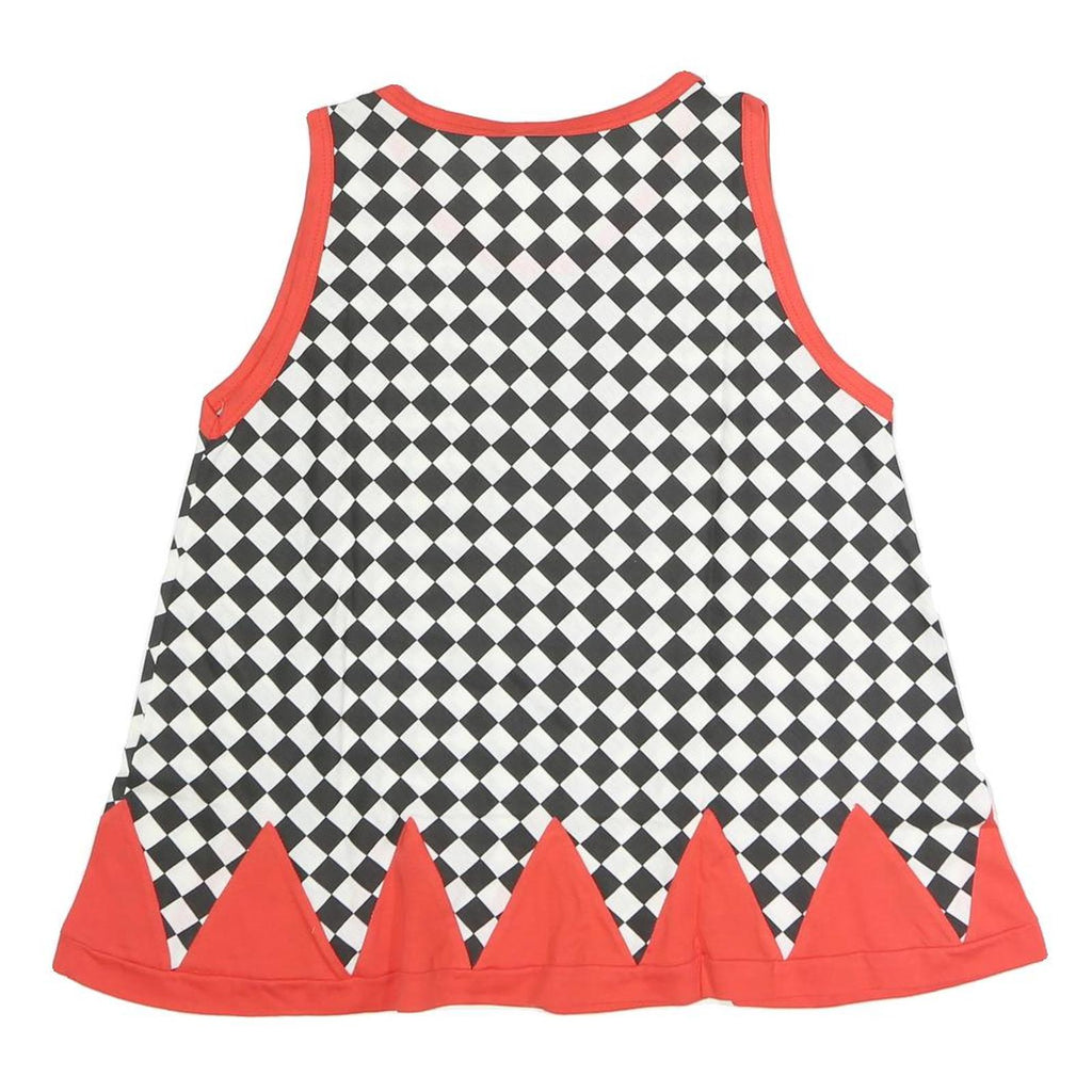 NADINE Womens Black & White Checked Printed Sleeveless Round Neck Top S