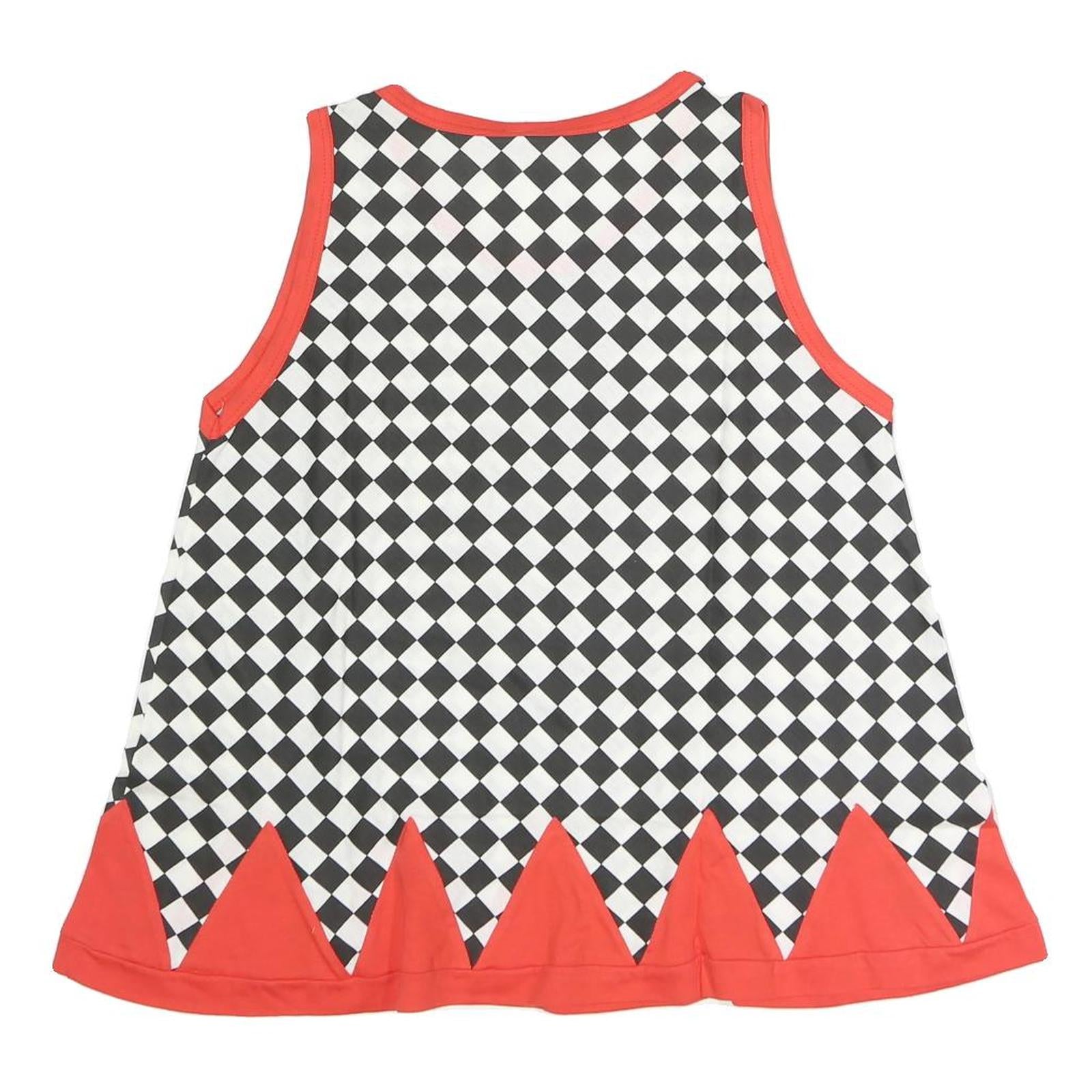 NADINE Womens Black & White Checked Printed Sleeveless Round Neck Top S