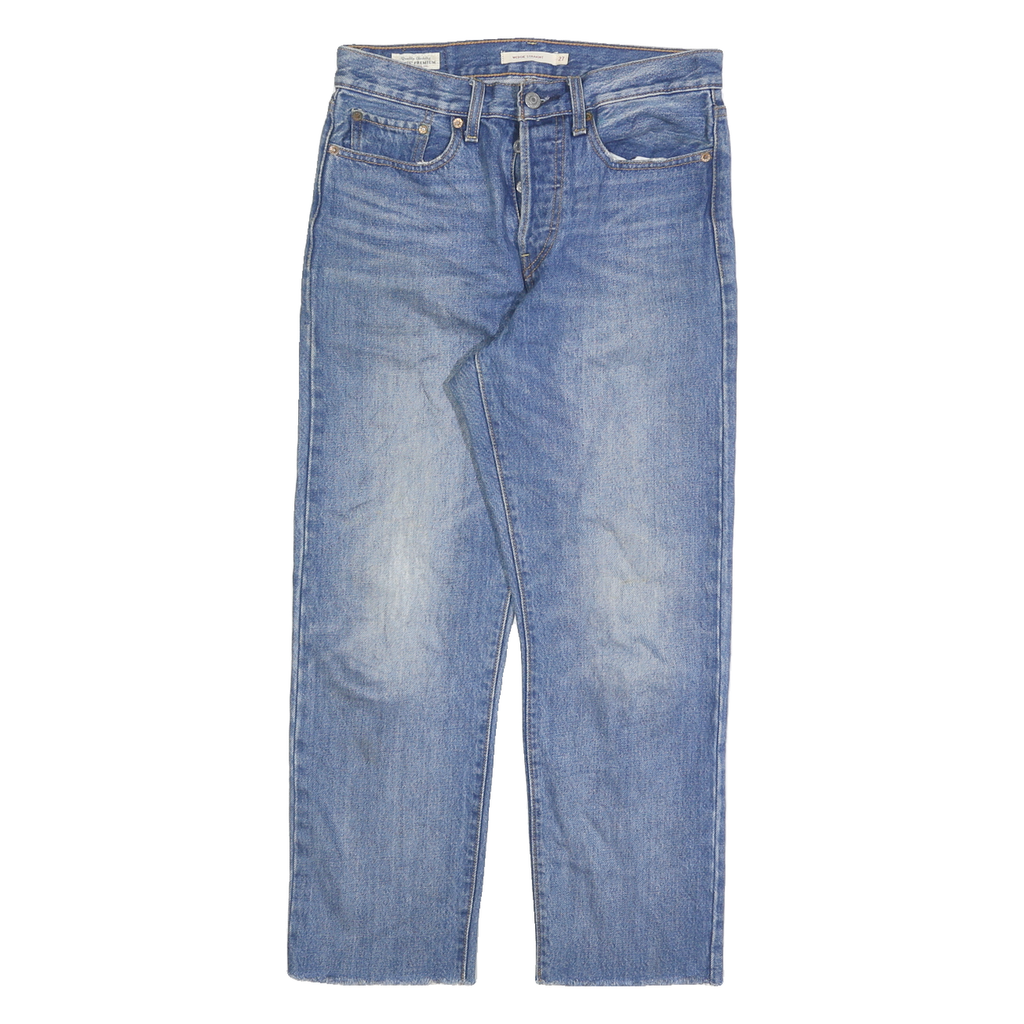 LEVI'S Womens Regular Blue Denim Straight Stone Wash W26 L27 Button Jeans