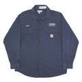 CARHARTT Mens Blue Workwear Long Sleeve Shirt L Button Collar Durable Polyester