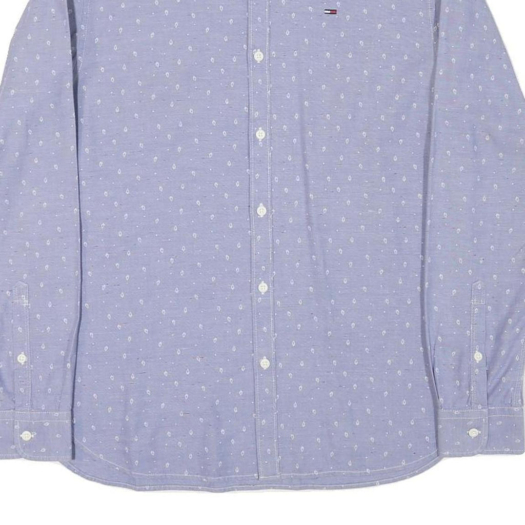 TOMMY HILFIGER Mens Blue Shirt M Button-Down Cotton Blend Casual Smart Semi