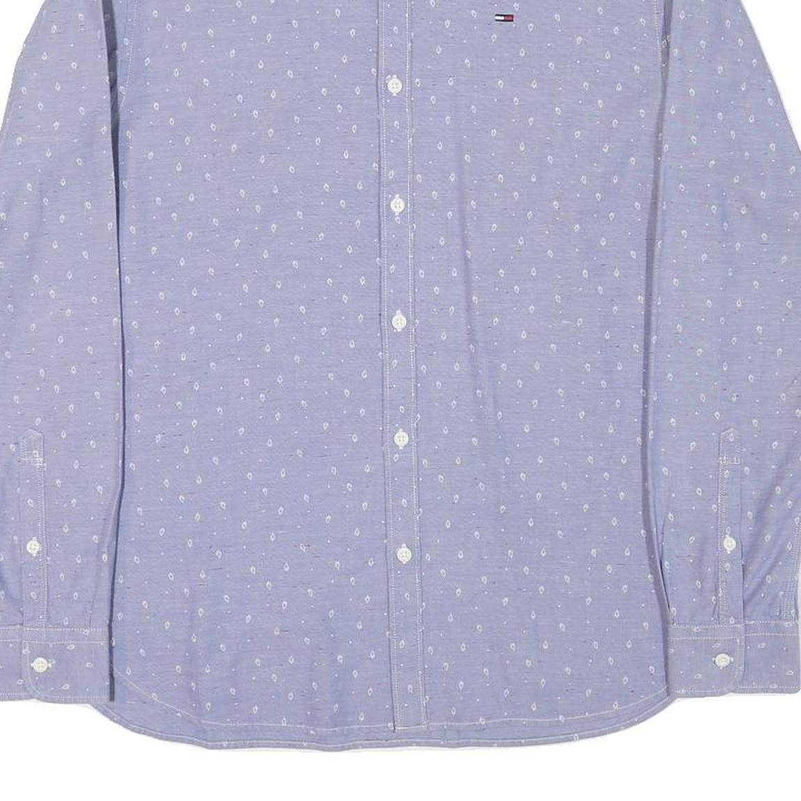 TOMMY HILFIGER Mens Blue Shirt M Button-Down Cotton Blend Casual Smart Semi