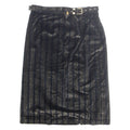 Belted Womens Straight Skirt Black Midi Striped M