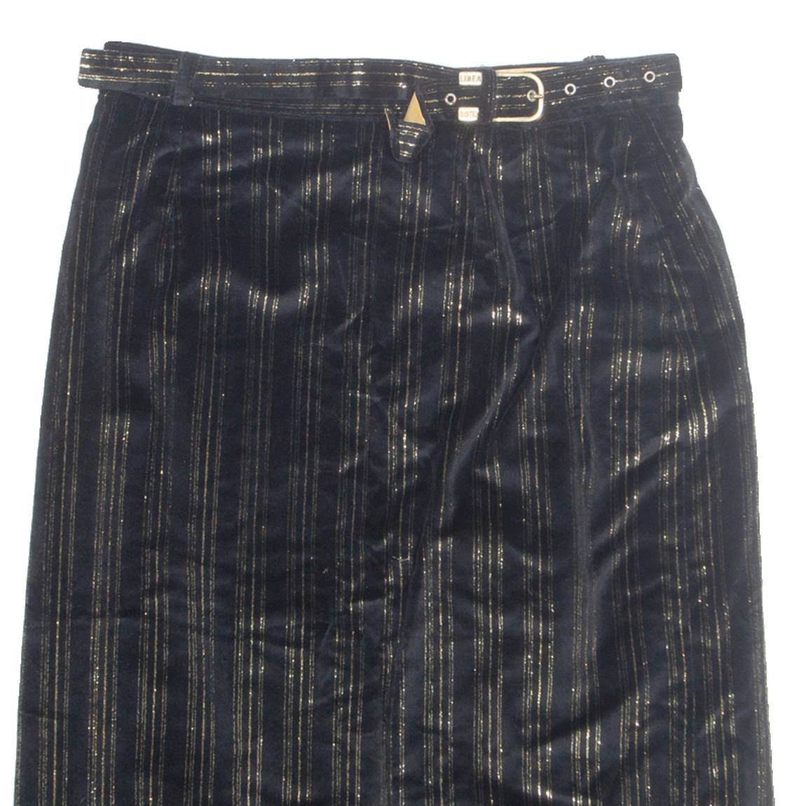 Belted Womens Straight Skirt Black Midi Striped M