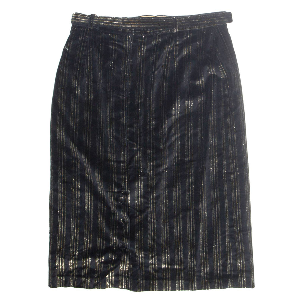Belted Womens Straight Skirt Black Midi Striped M