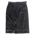 Belted Womens Straight Skirt Black Midi Striped M