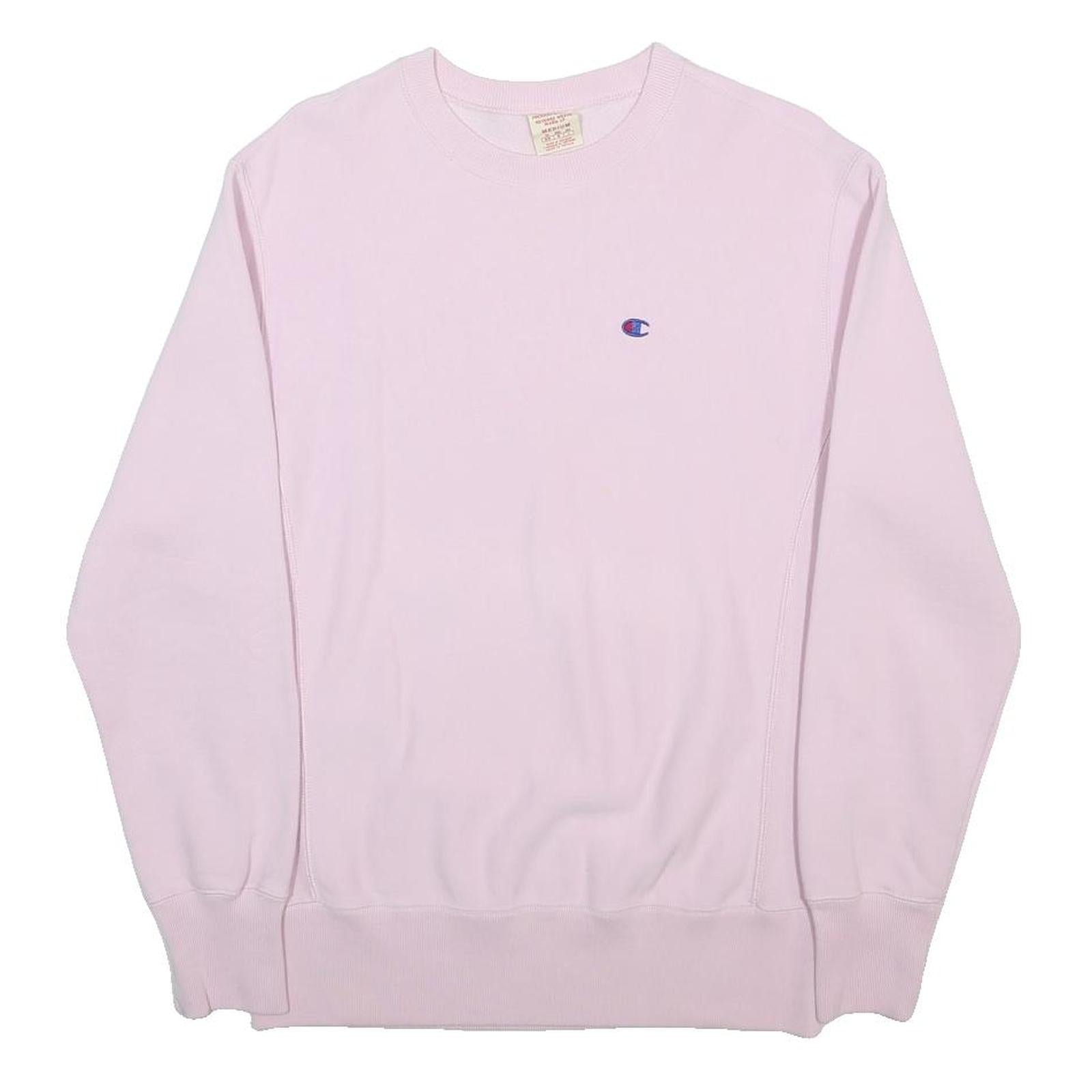 CHAMPION REVERSE WEAVE Womens Pink Crew Neck M Classic Logo Sweatshirt Pullover