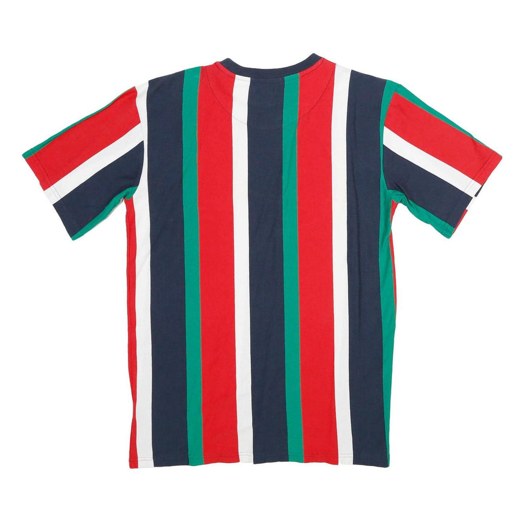 KARL KANI Mens Red & Green Striped Graphic T-Shirt S Short Sleeve Crew Neck
