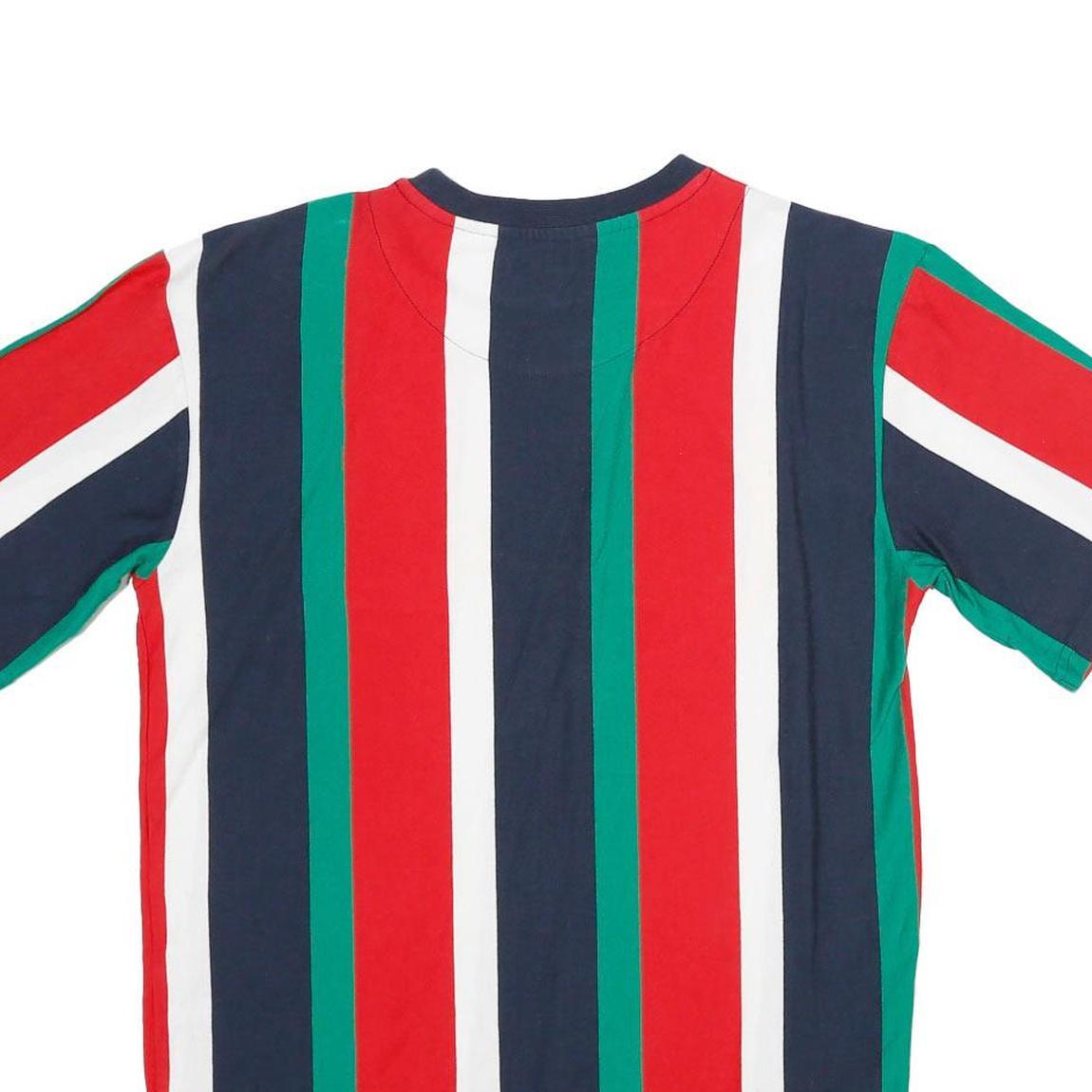 KARL KANI Mens Red & Green Striped Graphic T-Shirt S Short Sleeve Crew Neck