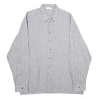 ESCO Mens Blue & White Check Shirt L Cotton Long Sleeve Button Closure