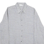 ESCO Mens Blue & White Check Shirt L Cotton Long Sleeve Button Closure