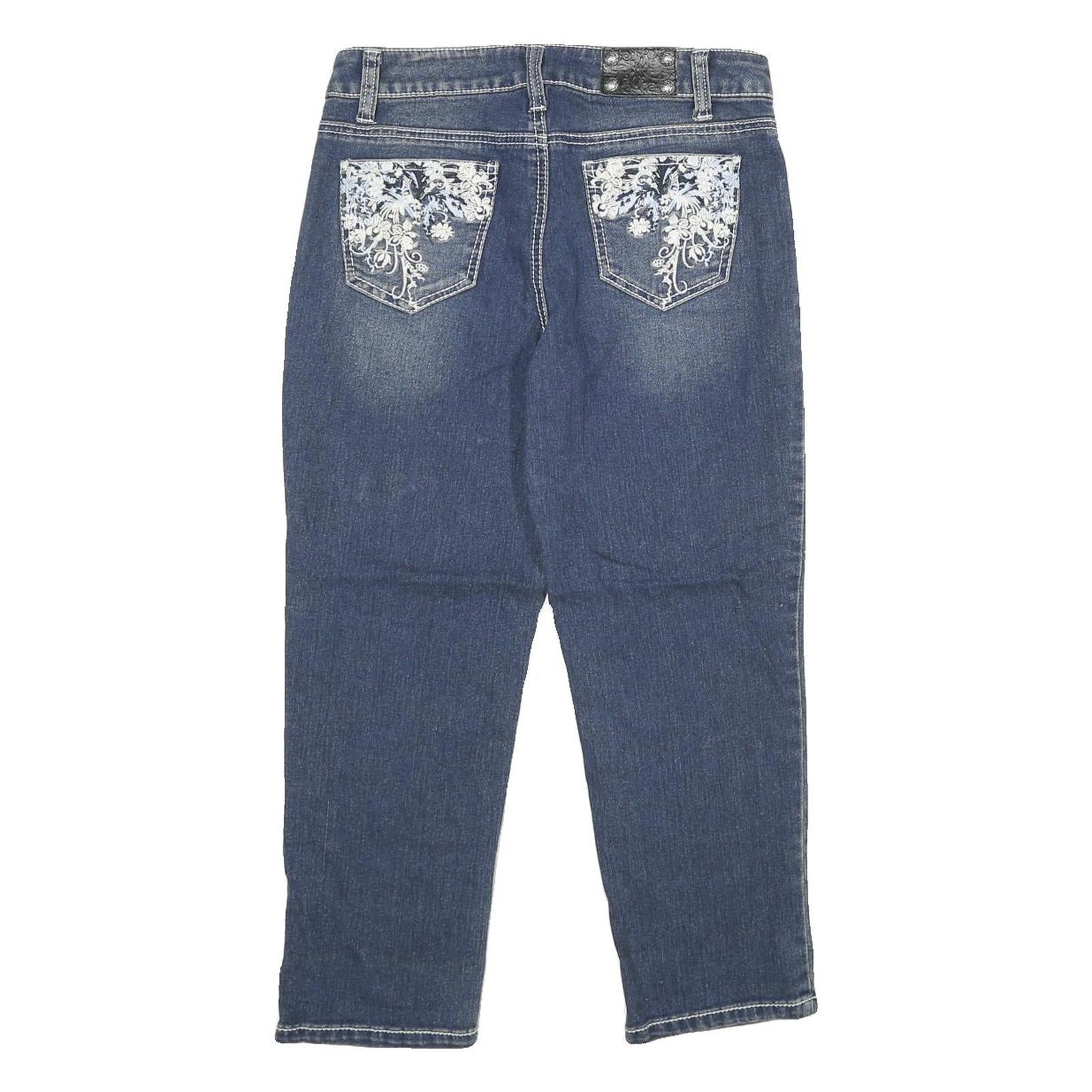 STYLE & CO Womens Blue Regular Straight Denim Medium W28 L24 Stylish Embroidered