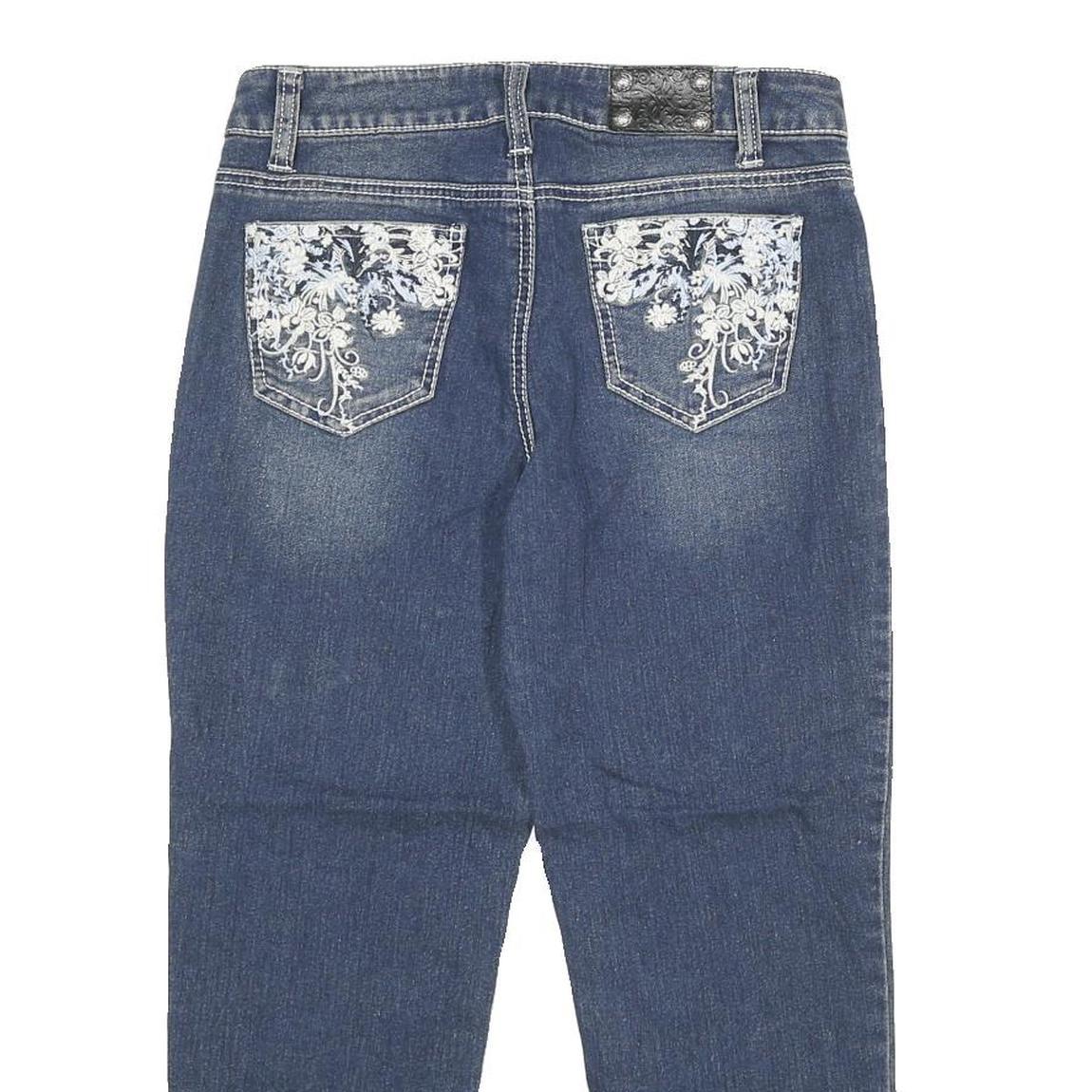 STYLE & CO Womens Blue Regular Straight Denim Medium W28 L24 Stylish Embroidered