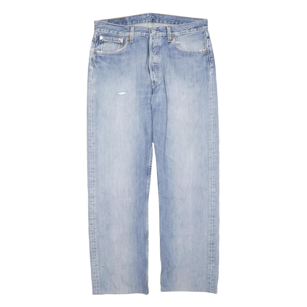 LEVI'S 501 Mens Jeans Blue Classic Straight Denim Light W32 L40 Button Cotton