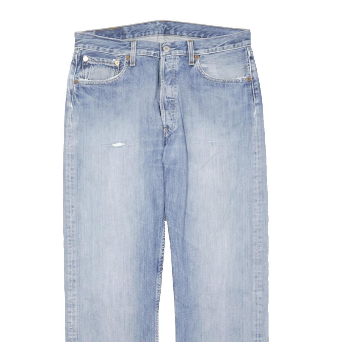 LEVI'S 501 Mens Jeans Blue Classic Straight Denim Light W32 L40 Button Cotton