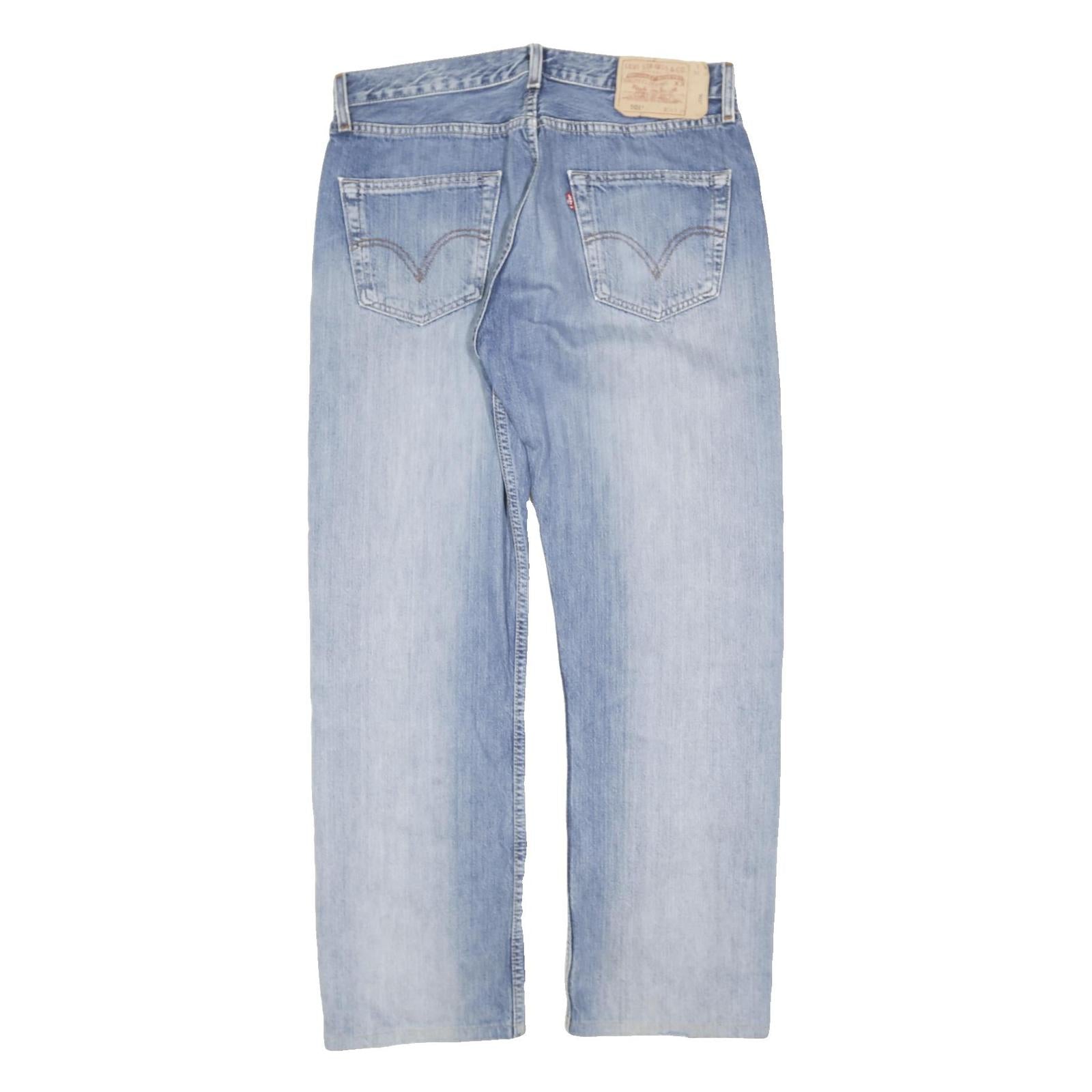 LEVI'S 501 Mens Jeans Blue Classic Straight Denim Light W32 L40 Button Cotton