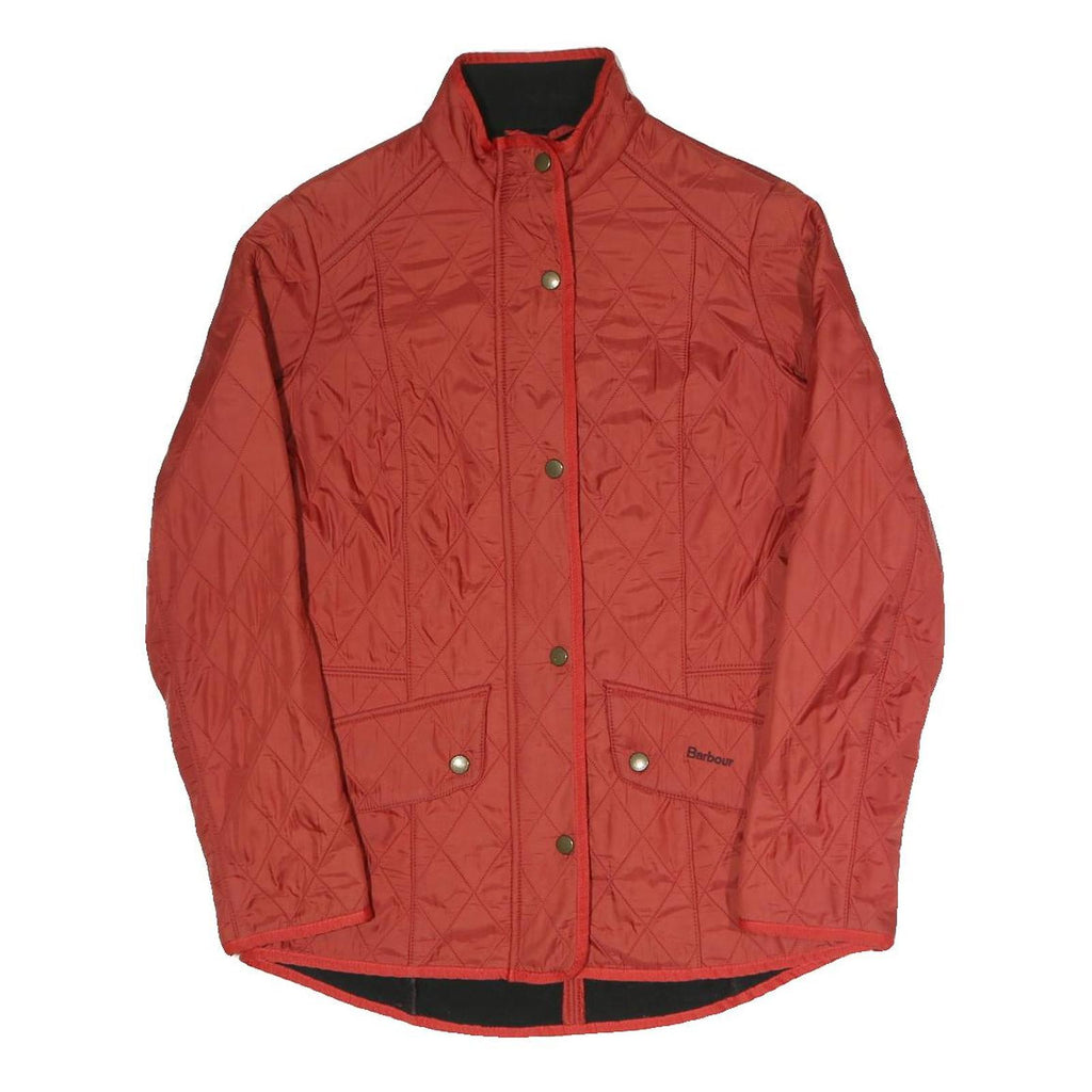 BARBOUR Womens Red Classic Jacket UK 10 Quilted Polyester Blend Zip Fastening