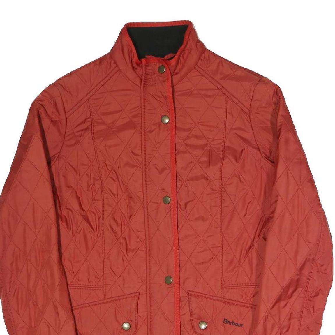 BARBOUR Womens Red Classic Jacket UK 10 Quilted Polyester Blend Zip Fastening