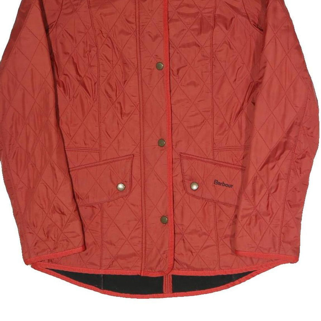 BARBOUR Womens Red Classic Jacket UK 10 Quilted Polyester Blend Zip Fastening