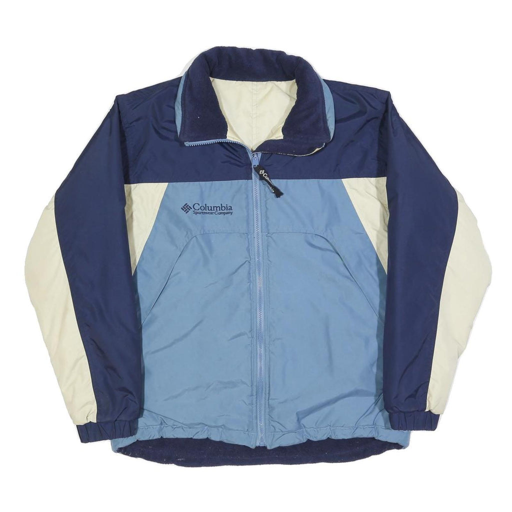 COLUMBIA Womens Blue & Cream Colourblock Polyester Blend Jacket L Outdoor