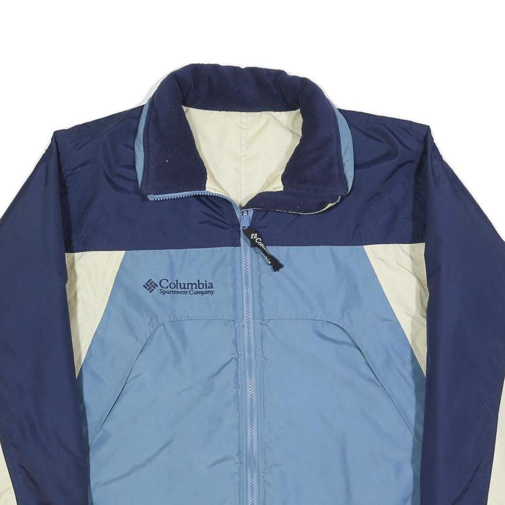 COLUMBIA Womens Blue & Cream Colourblock Polyester Blend Jacket L Outdoor