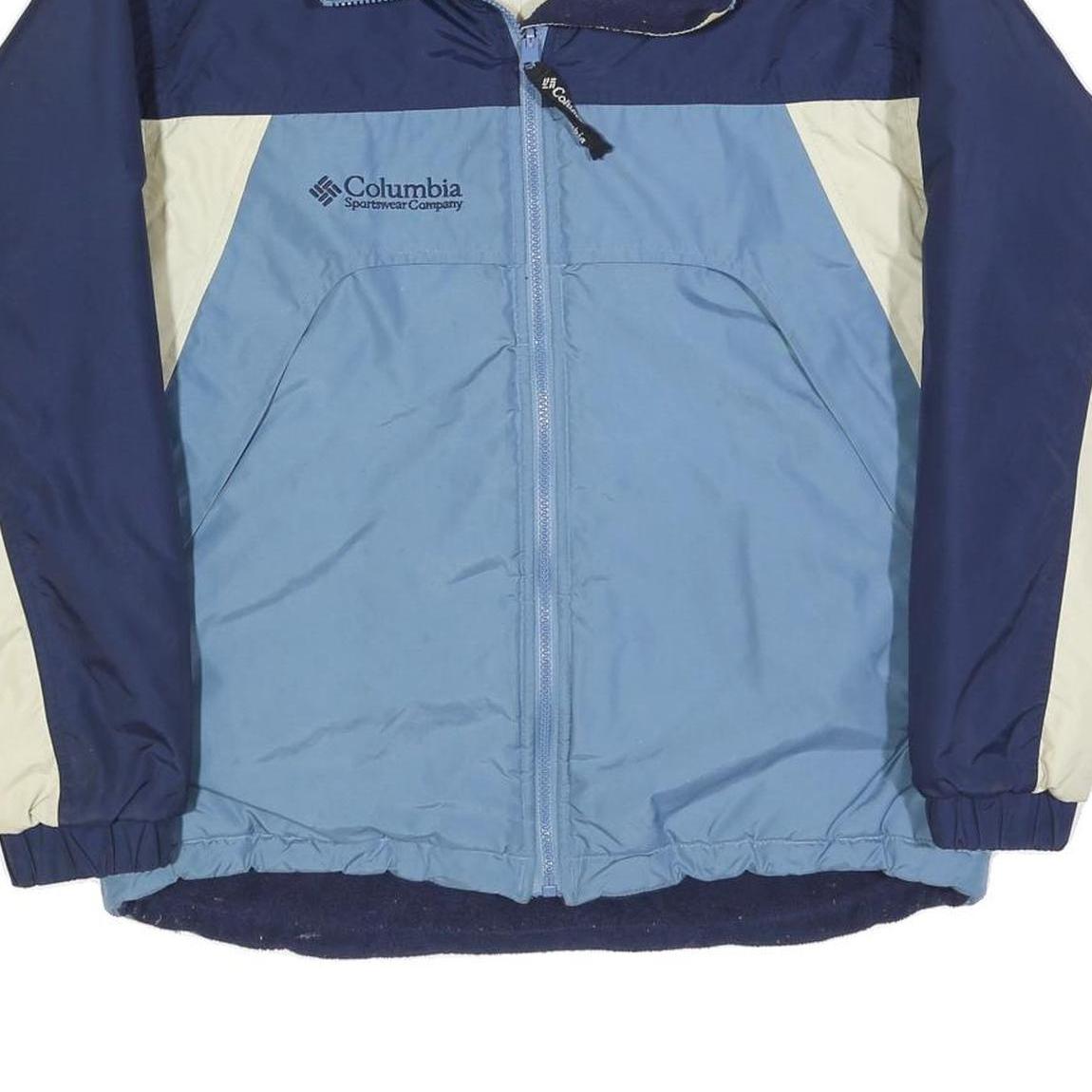 COLUMBIA Womens Blue & Cream Colourblock Polyester Blend Jacket L Outdoor