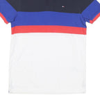TOMMY HILFIGER Mens Blue Red & White Polo Shirt Short Sleeve M Cotton Blend