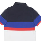 TOMMY HILFIGER Mens Blue Red & White Polo Shirt Short Sleeve M Cotton Blend