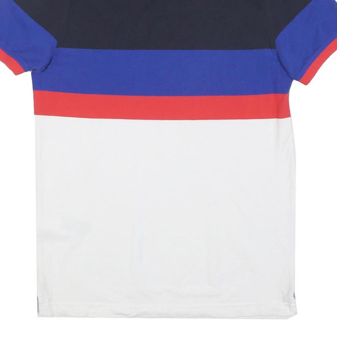 TOMMY HILFIGER Mens Blue Red & White Polo Shirt Short Sleeve M Cotton Blend