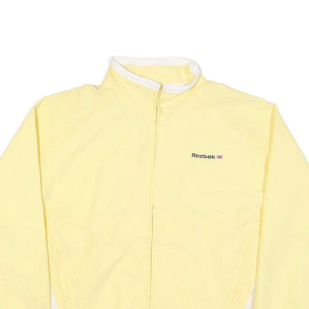 REEBOK Mens Yellow & White Zip Jacket M Polyester Blend Plain Sportswear Casual