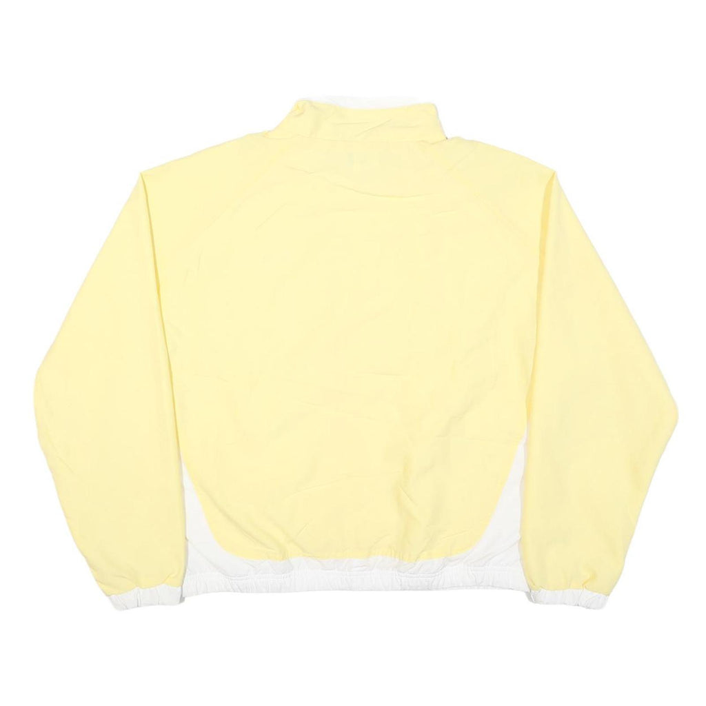 REEBOK Mens Yellow & White Zip Jacket M Polyester Blend Plain Sportswear Casual