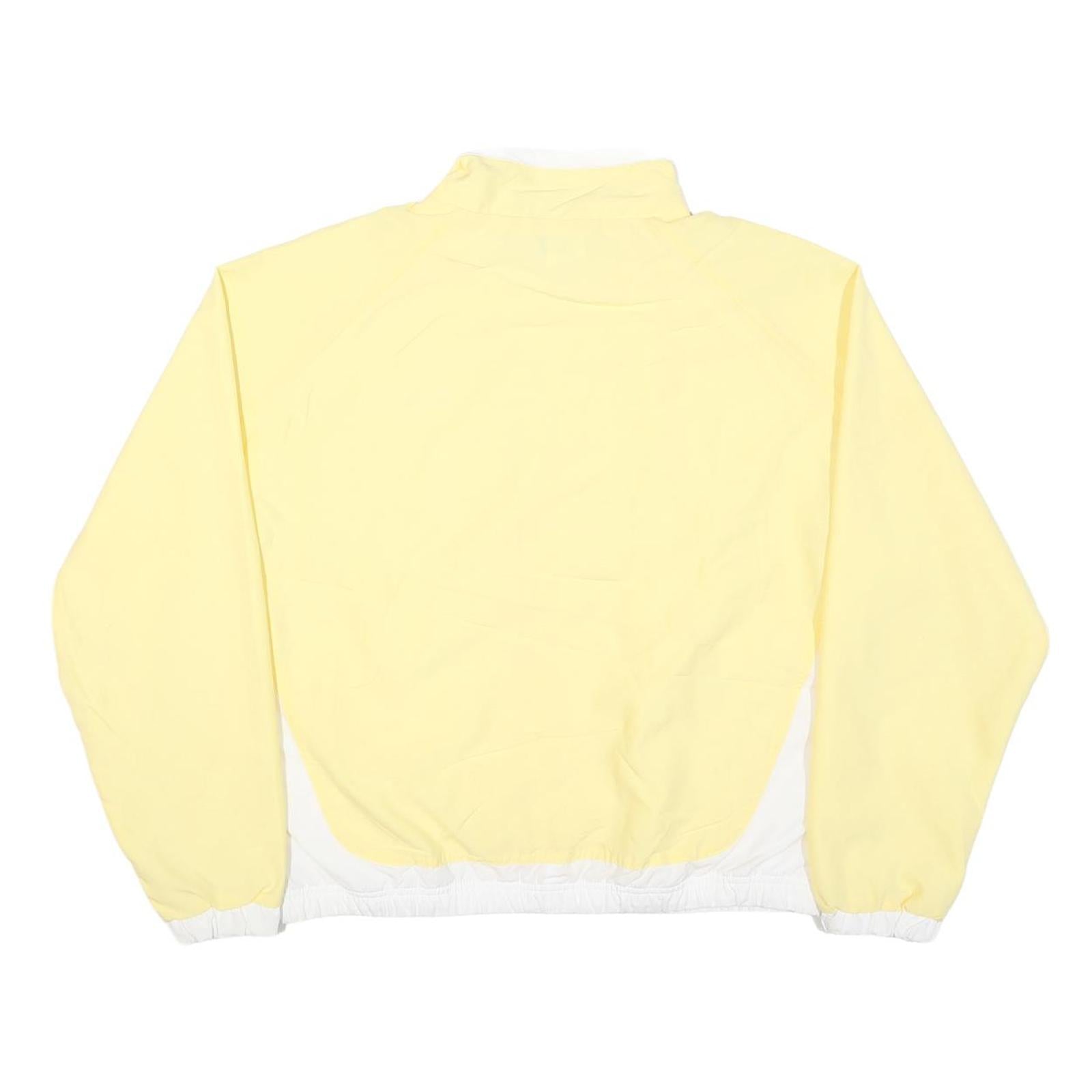 REEBOK Mens Yellow & White Zip Jacket M Polyester Blend Plain Sportswear Casual