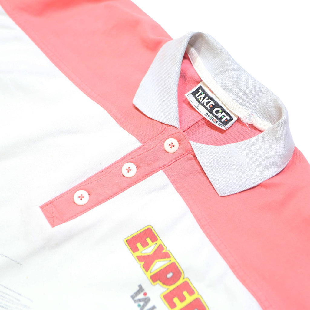 TAKE OFF ADIDAS ORIGINALS Womens White & Pink Expedition Collar 2XL Sweatshirt