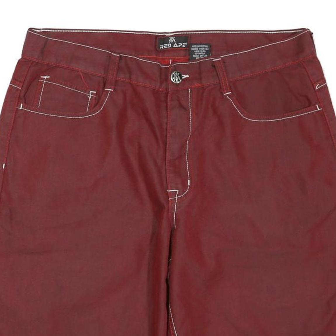 RED APE Mens Casual Red Shorts XL W38 Polyester Blend Relaxed Fit Button Closure