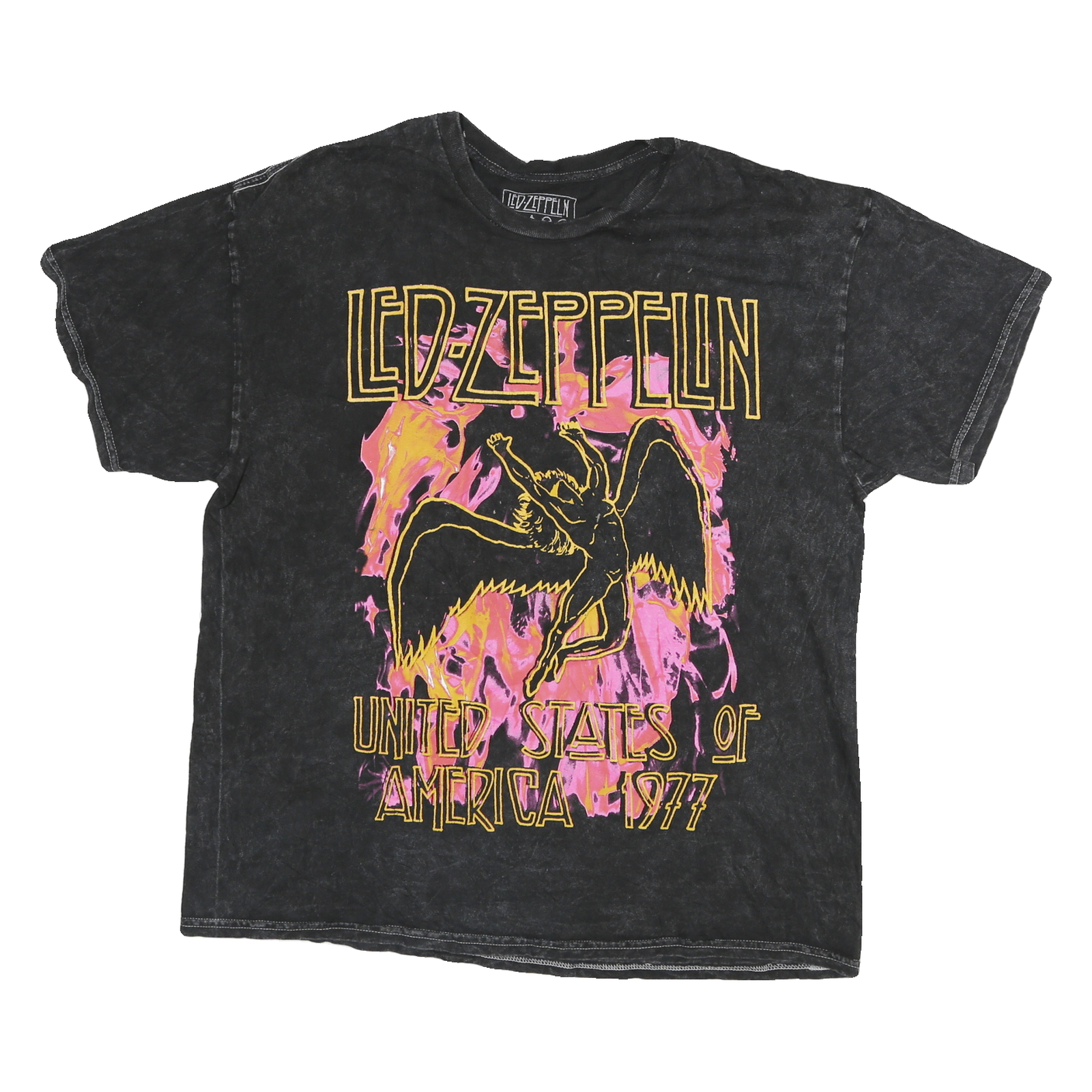 LED ZEPPELIN Mens Black United States Of America 1977 Graphic T-Shirt M Short