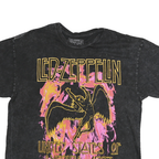LED ZEPPELIN Mens Black United States Of America 1977 Graphic T-Shirt M Short