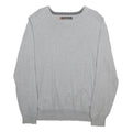 BEN SHERMAN Mens Grey Plain Cotton Jumper Crew Neck Basic Knit L Casual Knitwear