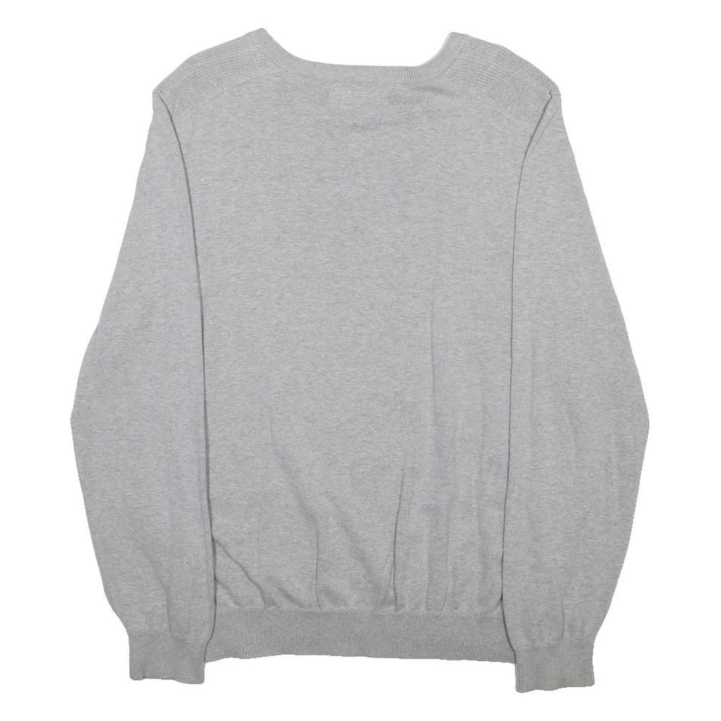 BEN SHERMAN Mens Grey Plain Cotton Jumper Crew Neck Basic Knit L Casual Knitwear